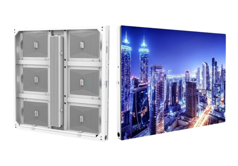Platinum LED Screen 960x960mm — High-Performance Outdoor Display Platinum LED screen module 960x960mm with IP66 waterproof rating, dual maintenance access, seamless connection, and fanless cooling system.