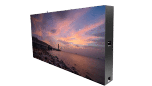 960x960 mm indoor fixed LED screen mounted in a sleek interior, showing vibrant and clear digital content.